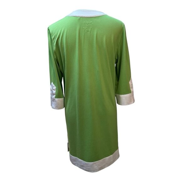 San Soleil Green White Trim Knit Casual Summer Shift UPF 50 Dress Size L - Picture 3 of 8